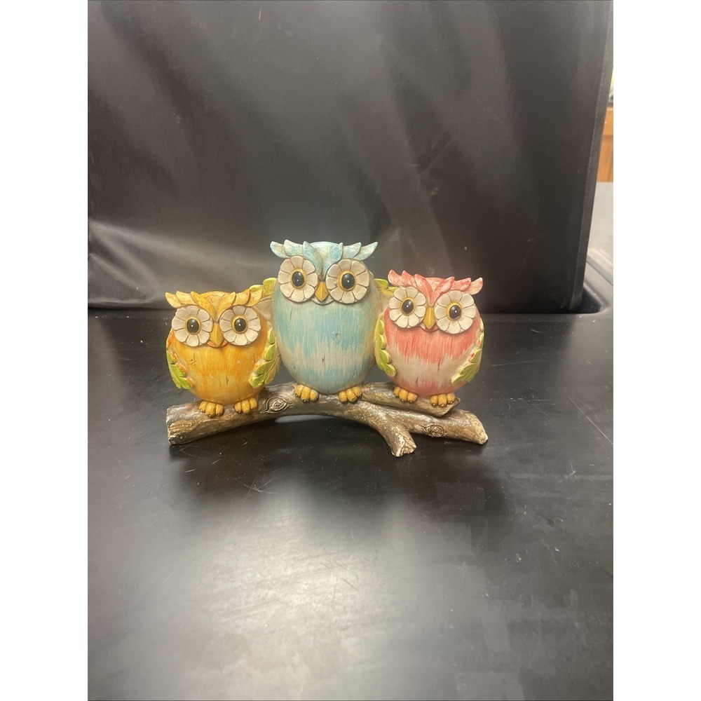 Three Little Birds OWLS Statue‎ Decor Figures 7" x 5"